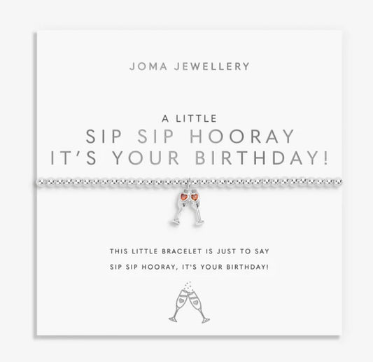 A Littles & Co. - Sip Sip Hooray It’s Your Birthday Silver Bracelet