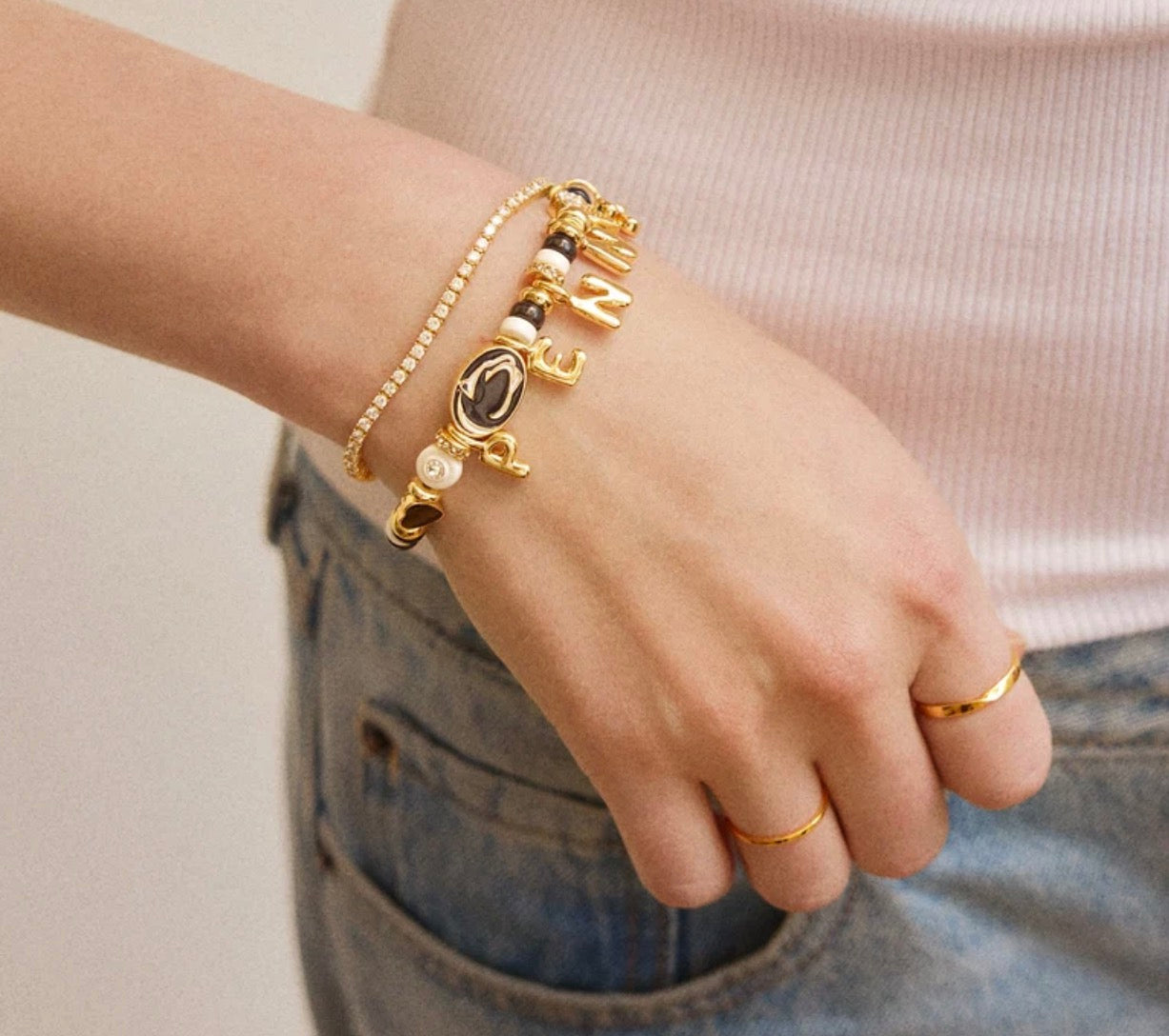 Bauble Bar - Multi/Gold Penn State University Beaded Charm Bracelet