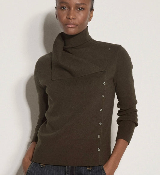 Pleat Front Button Detail Sweater