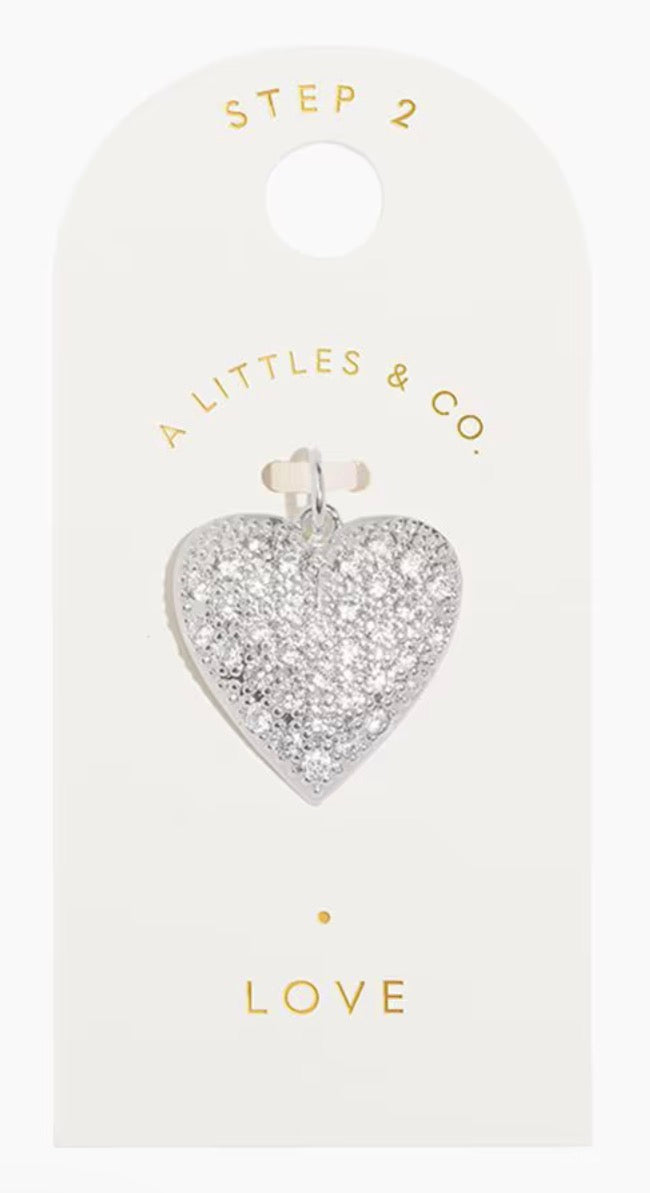 A Littles & Co. Silver Charm - Medium Pavé Love Heart