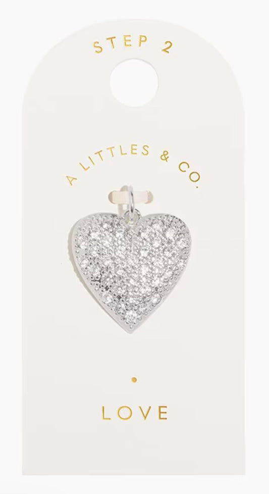 A Littles & Co. Silver Charm - Medium Pavé Love Heart