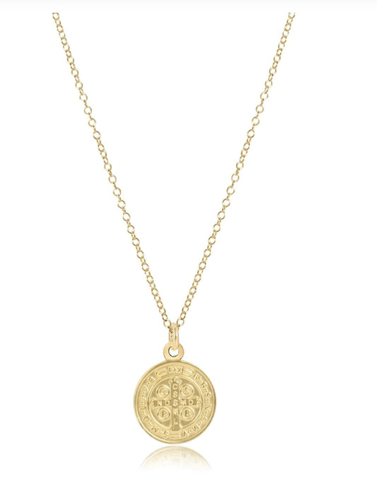enewton gold Necklace- protection Gold Disc 16mm