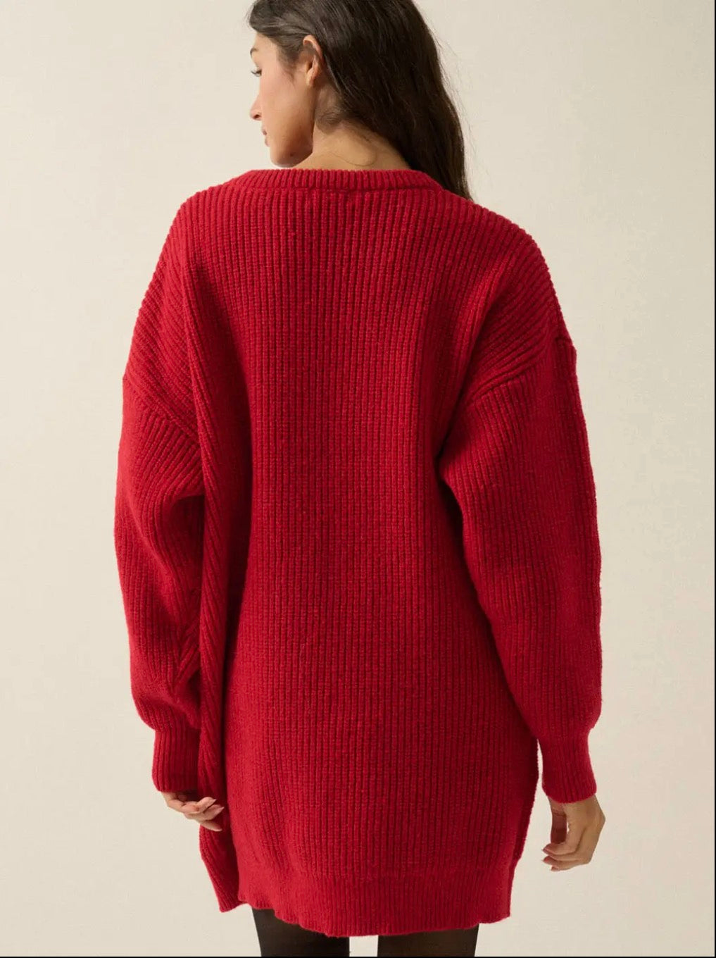 Bow Detail Ribbed Knit Mini Sweater Dress