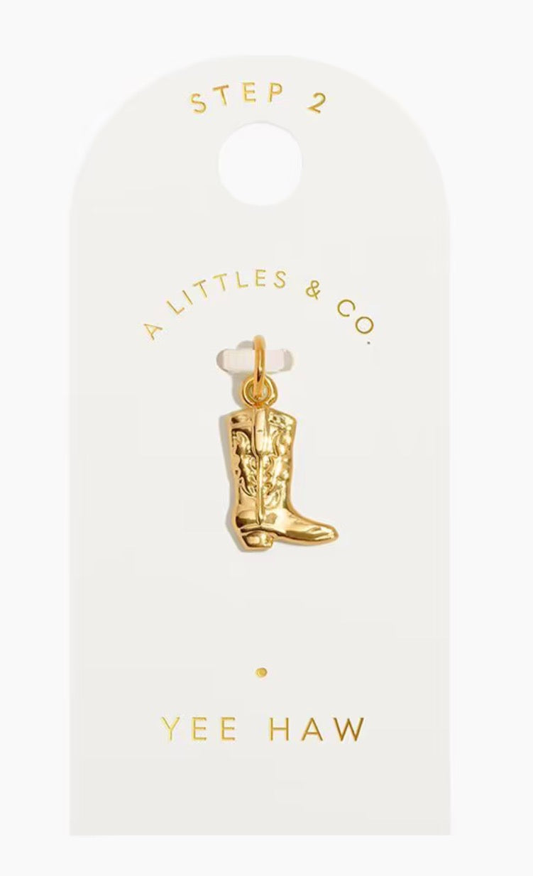 A Littles & Co. Gold Charm - Small Yee Haw Cowboy Boot