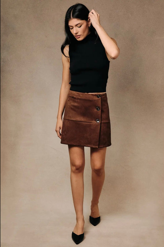Midi Waist Suede Mini Skirt