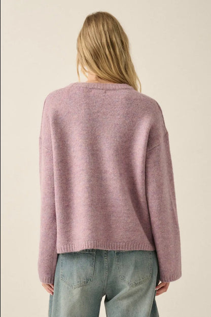 Pug Dog Solid Knit Relaxed-Fit Drop-Shoulder Sweater