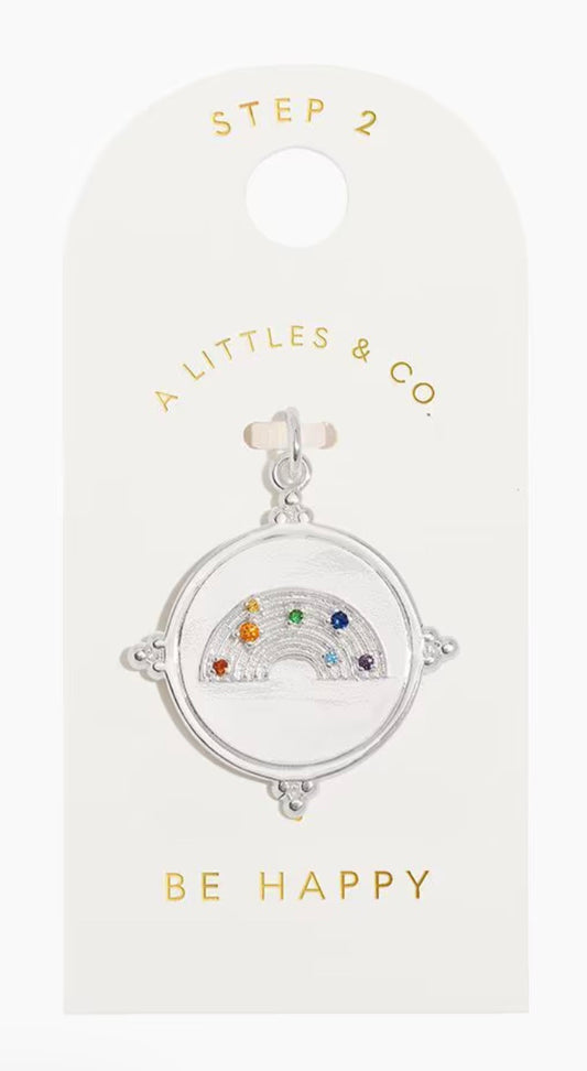A Littles & Co. Silver Charm - Medium Be Happy Rainbow