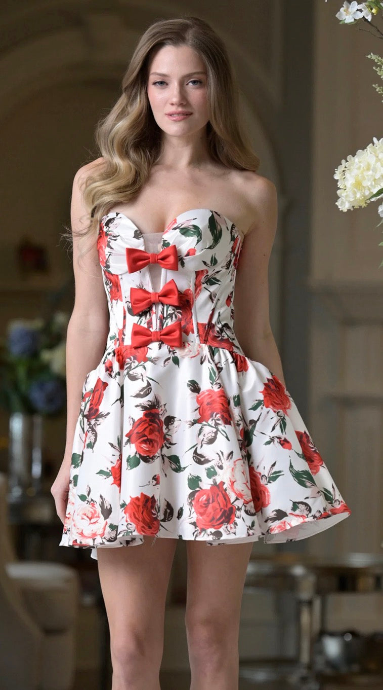 Colors Printed Satin Short Dress