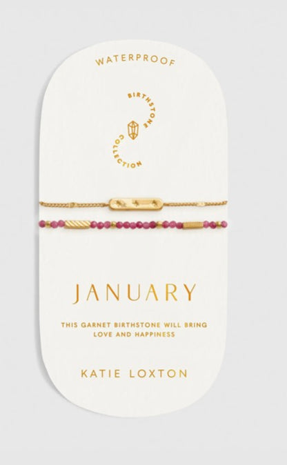 Katie Loxton - Waterproof Birthstone Bracelet January Garnet