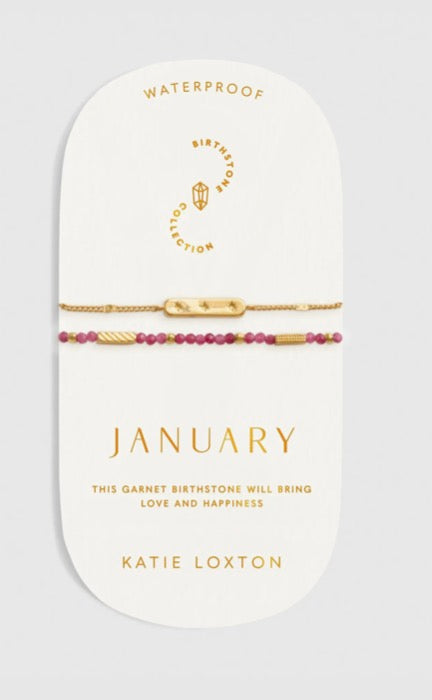 Katie Loxton - Waterproof Birthstone Bracelet January Garnet