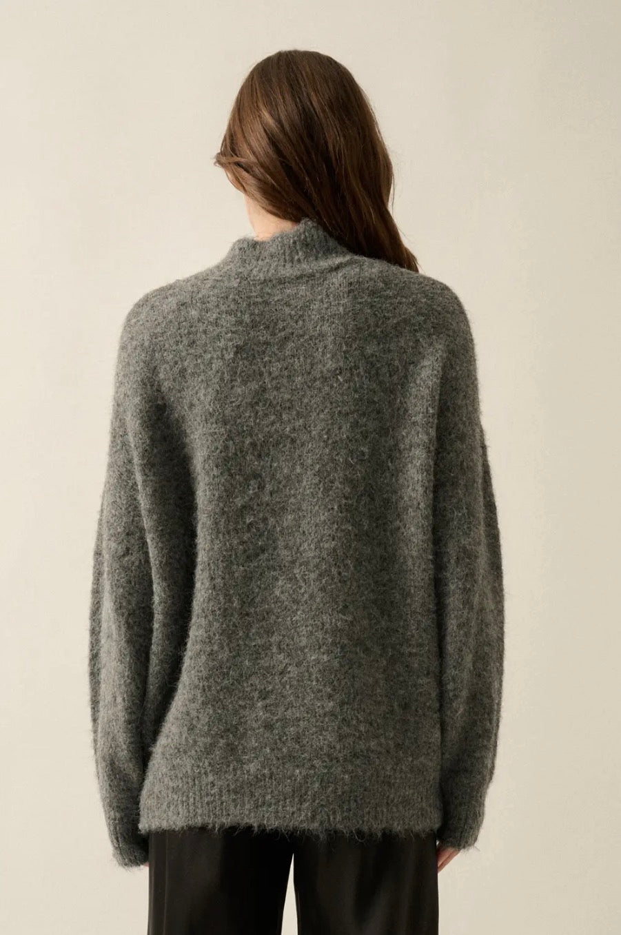 Dalmatian Fuzzy Jacquard-Knit Mock-Neck Sweater