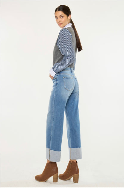 KanCan Mid Rise Crop Wide Jeans