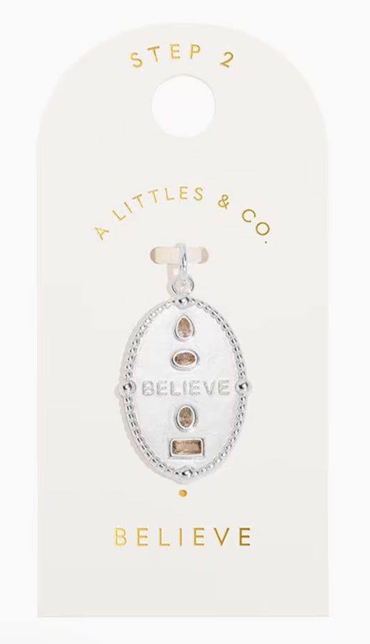 A Littles & Co. Silver Charm - Large Believe