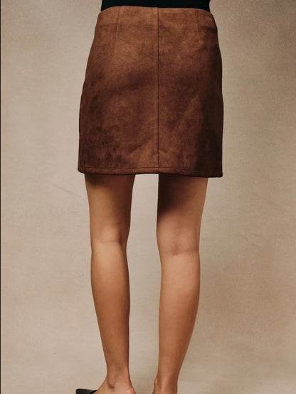 Midi Waist Suede Mini Skirt