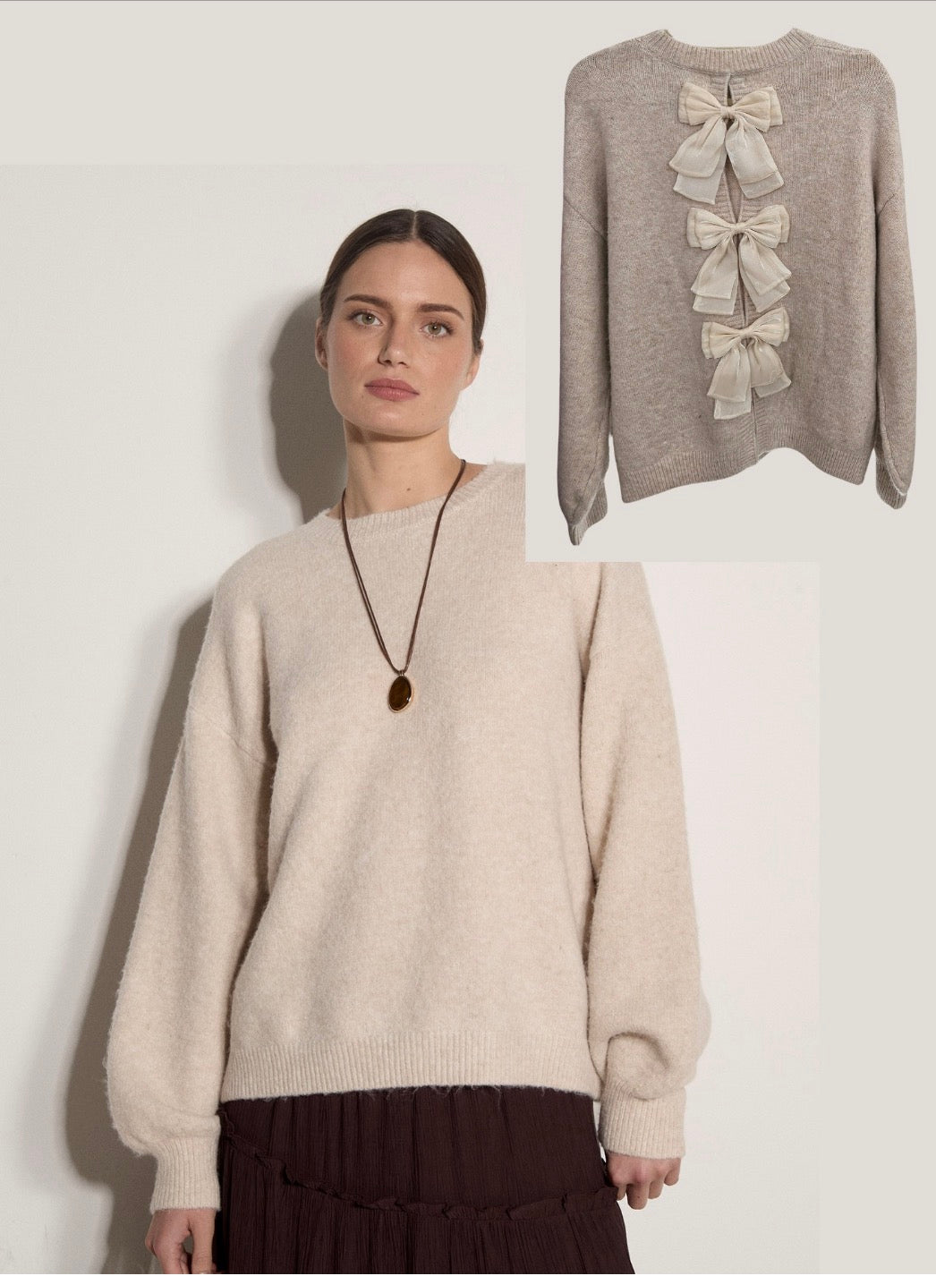 Organza Bow Back Sweater