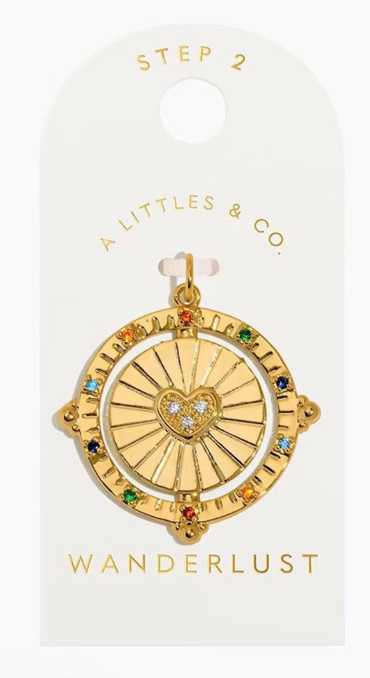 A Littles & Co. Gold Charm - Large Wanderlust Compass