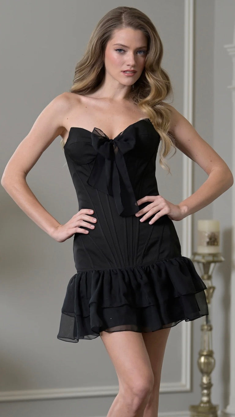 Colors Strapless Stretch Crepe Short Dress