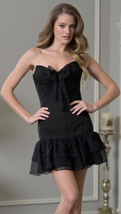 Colors Strapless Stretch Crepe Short Dress