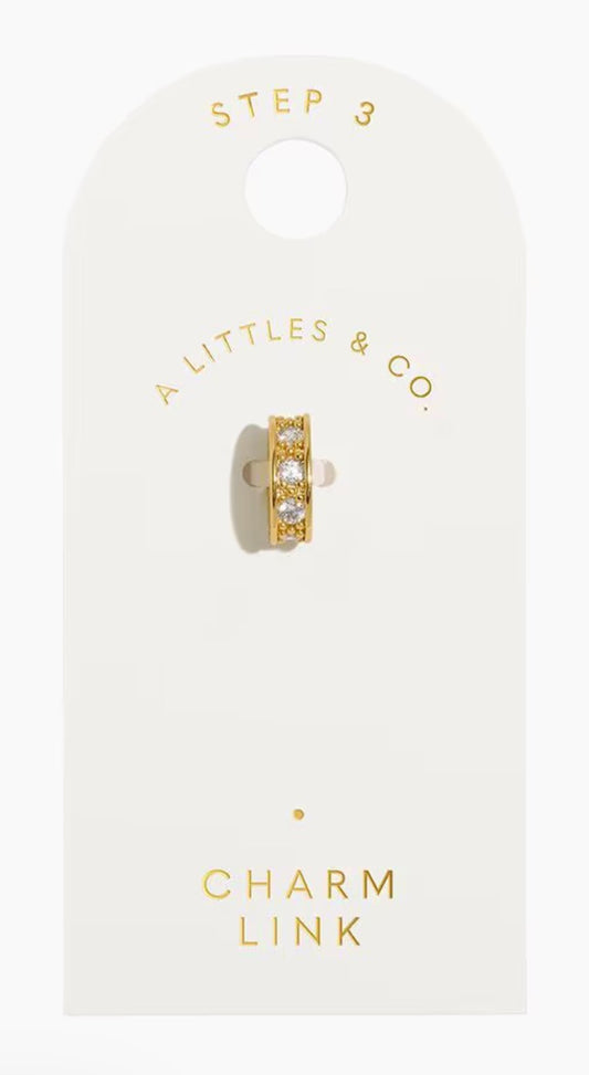 A Littles & Co. Gold Charm - Crystal Pavé Charm Link
