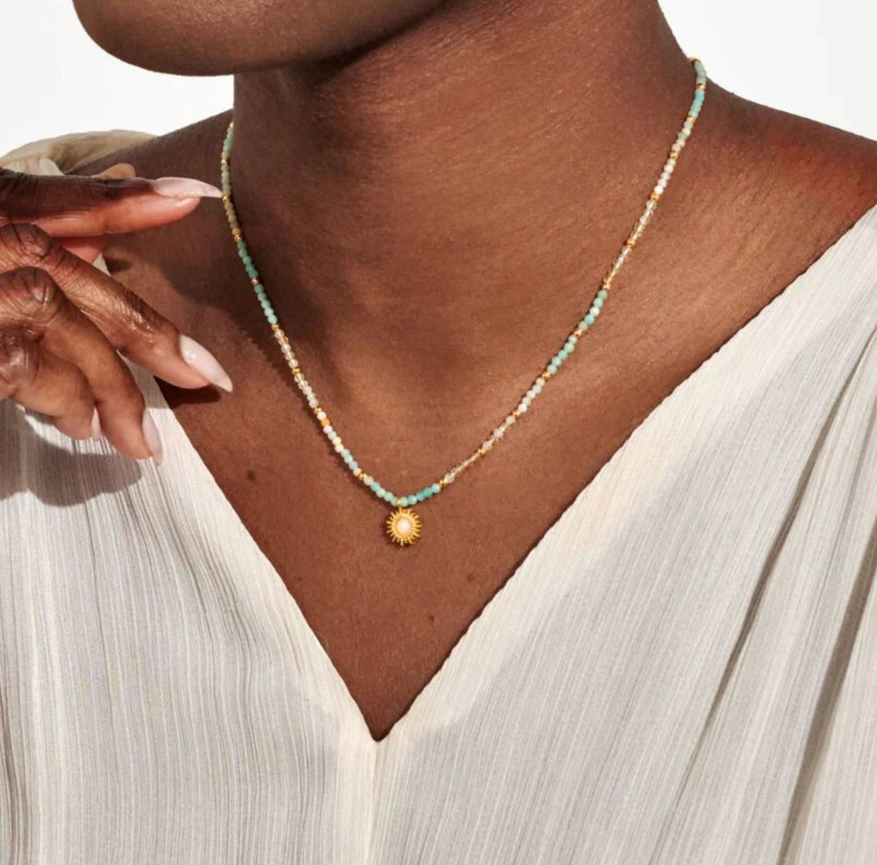 A Littles & Co. - Loved By You Rock Crystal Sun Necklace