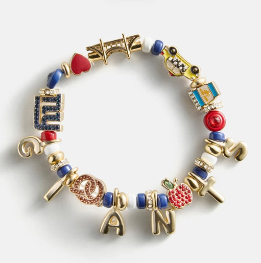 Bauble Bar - Multi/Gold NY Giants NFL Beaded Charm Bracelet
