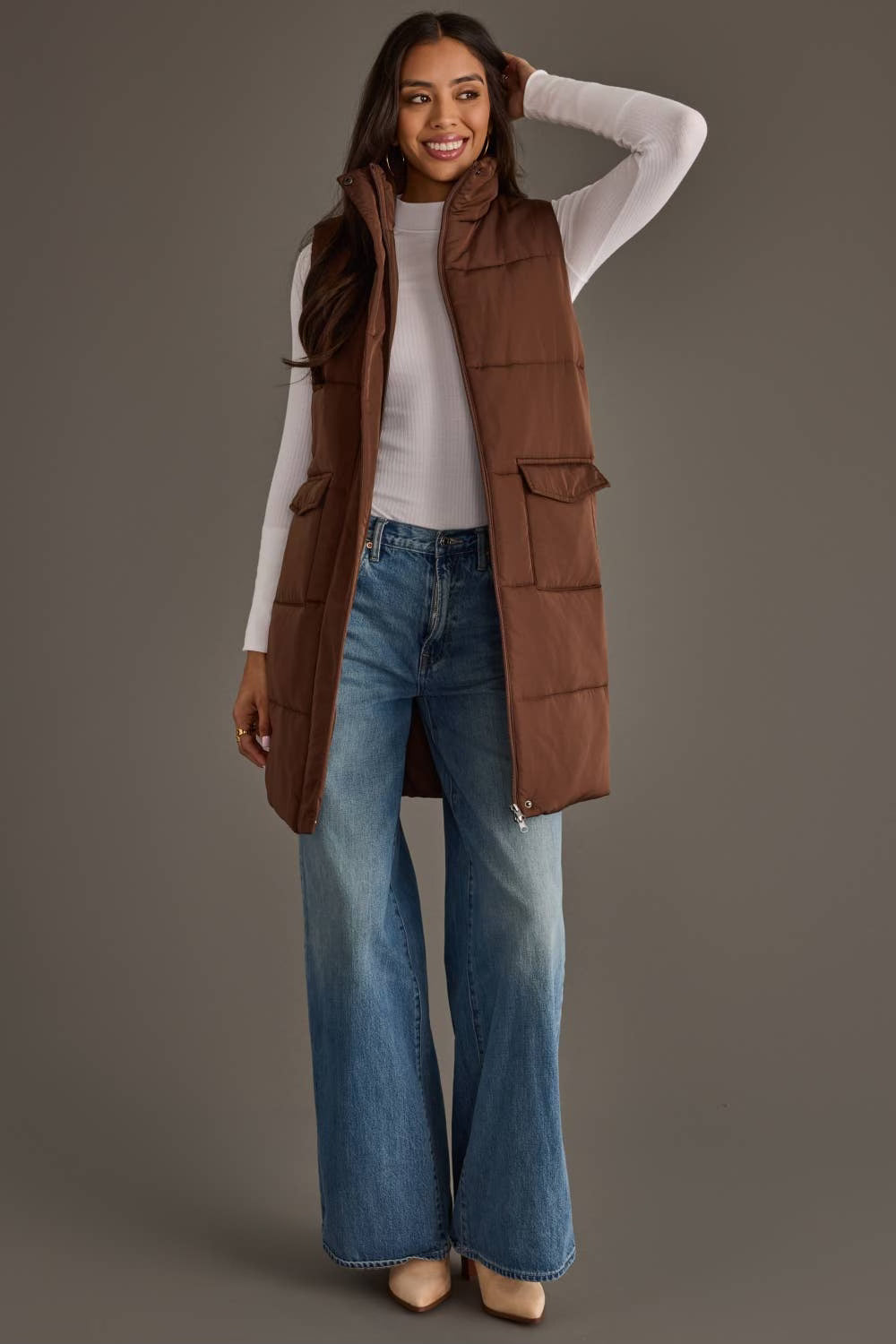 Dark Brown Long Vest