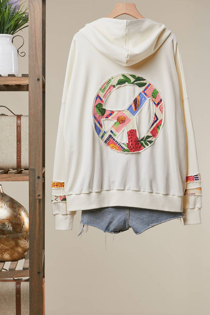 Mello. Flower Fabric Detail Hooded Sweatshirt - Ivory