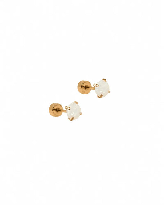 Linny Co Screwback Stud Earrings - Venus Opal White