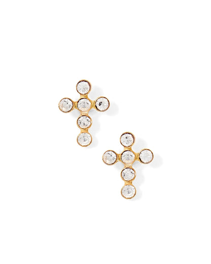 Linny Co Screwback Stud Earring - Clara Cross Gold Sparkle