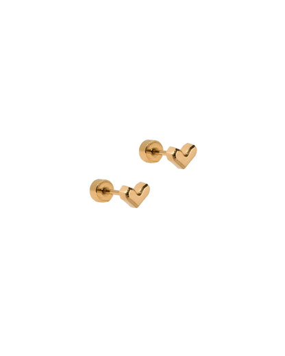 Linny Co Screwback Stud Earring - Fable Heart Gold