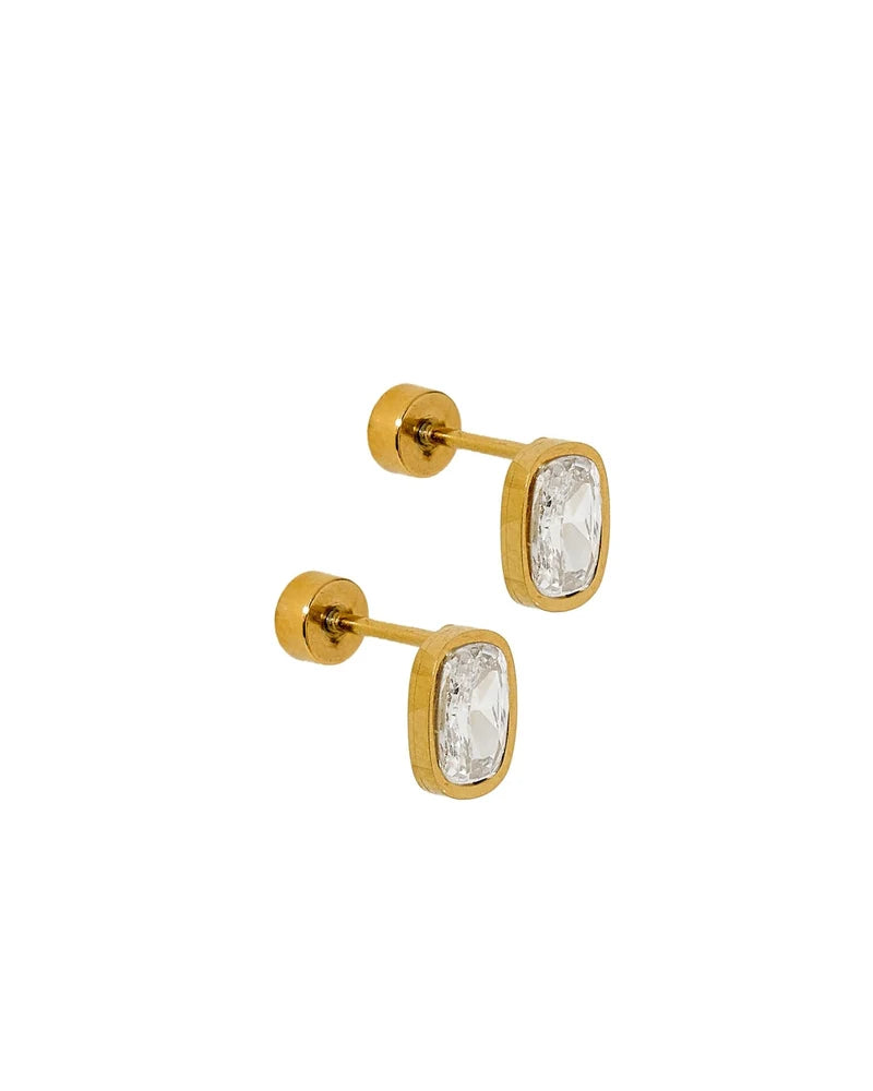 Linny Co Screwback Stud Earring - Kay Clear Gold