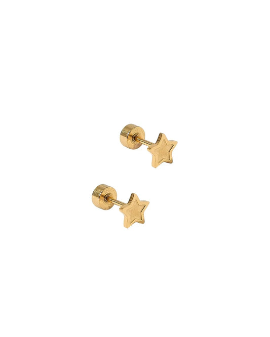 Linny Co Screwback Stud Earring - Lennon Star Gold