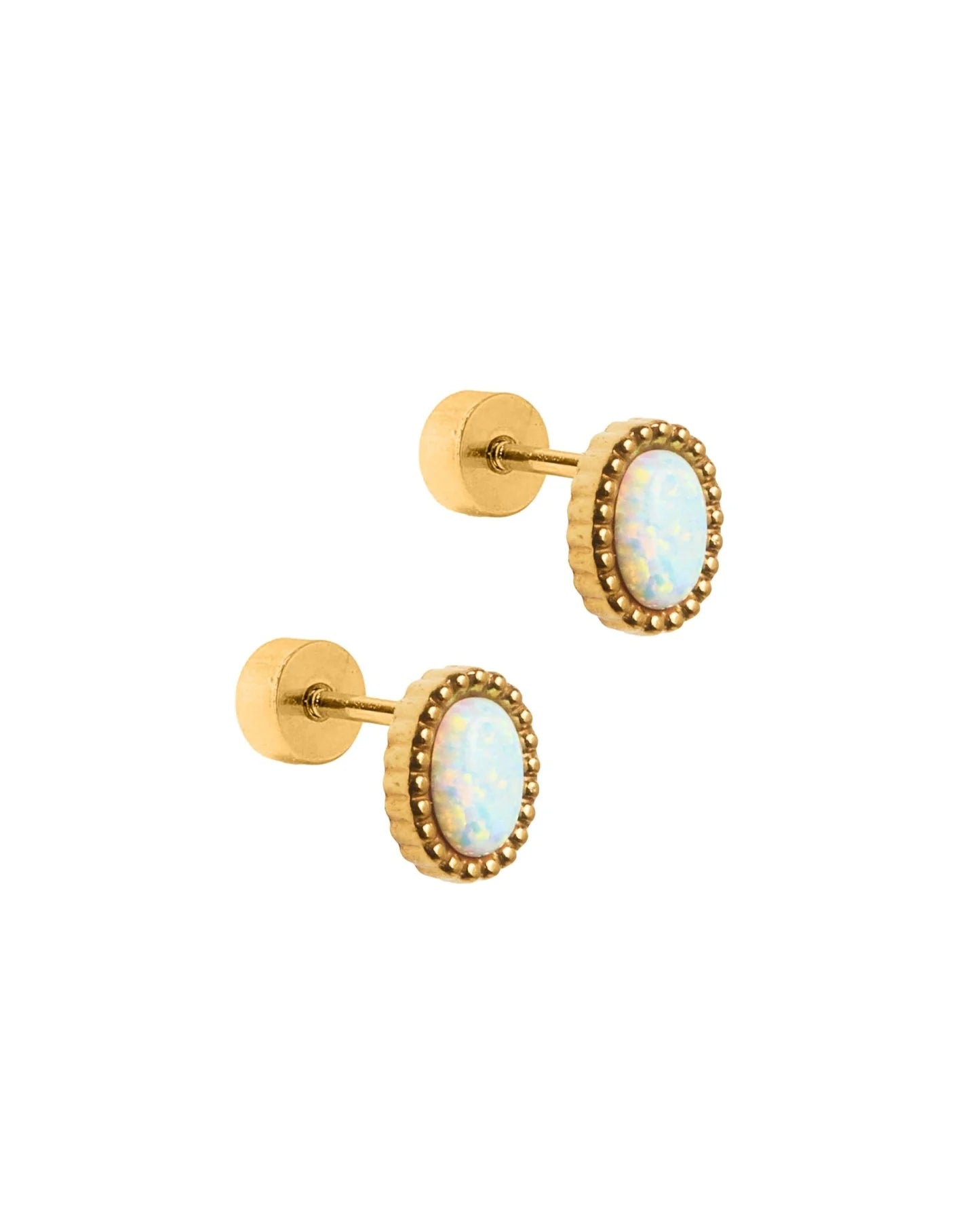 Linny Co Screwback Stud Earring - Luna Opal White
