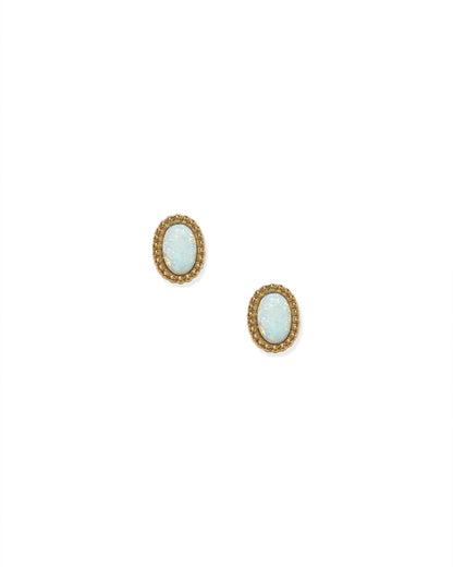 Linny Co Screwback Stud Earring - Luna Opal White