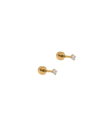 Linny Co Screwback Stud Earring - Micro Teagan CZ Gold