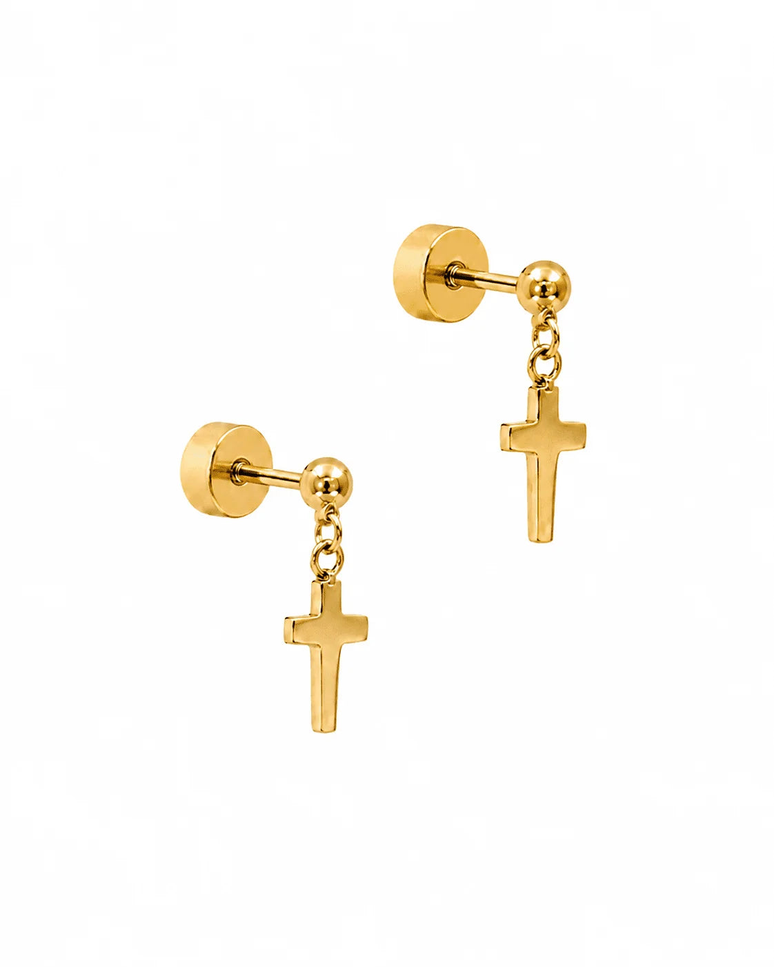 Linny Co Screwback Stud Earring - Millie Cross Gold