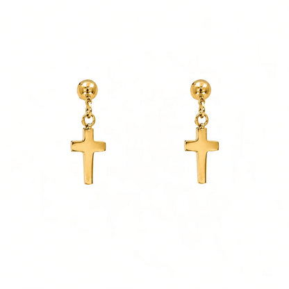 Linny Co Screwback Stud Earring - Millie Cross Gold