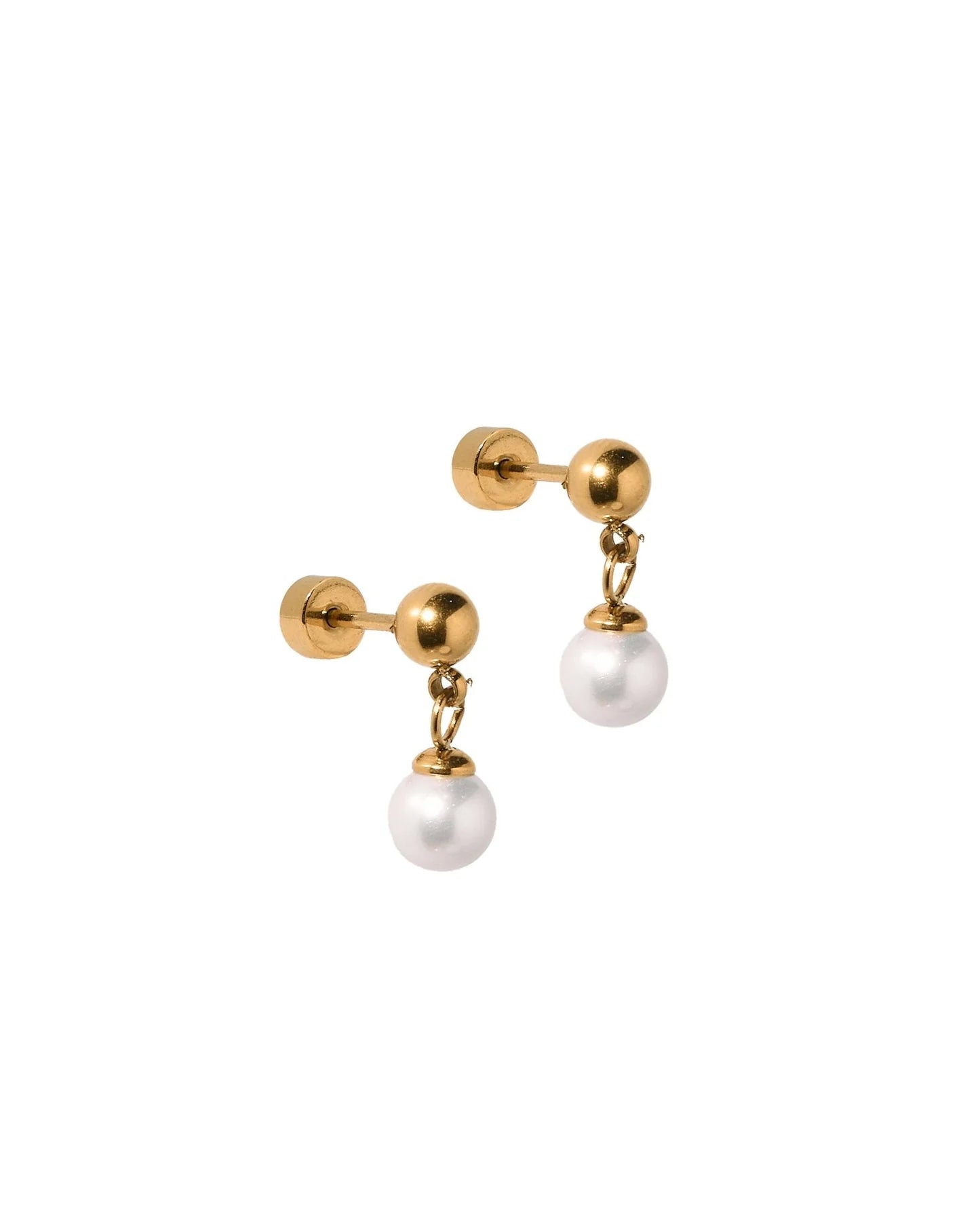 Linny Co Screwback Stud Earrings - Millie Pearl Gold