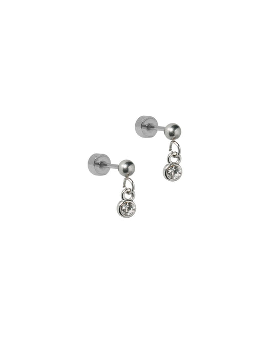 Linny Co Screwback Stud Earrings - Millie Sparkle CZ Silver