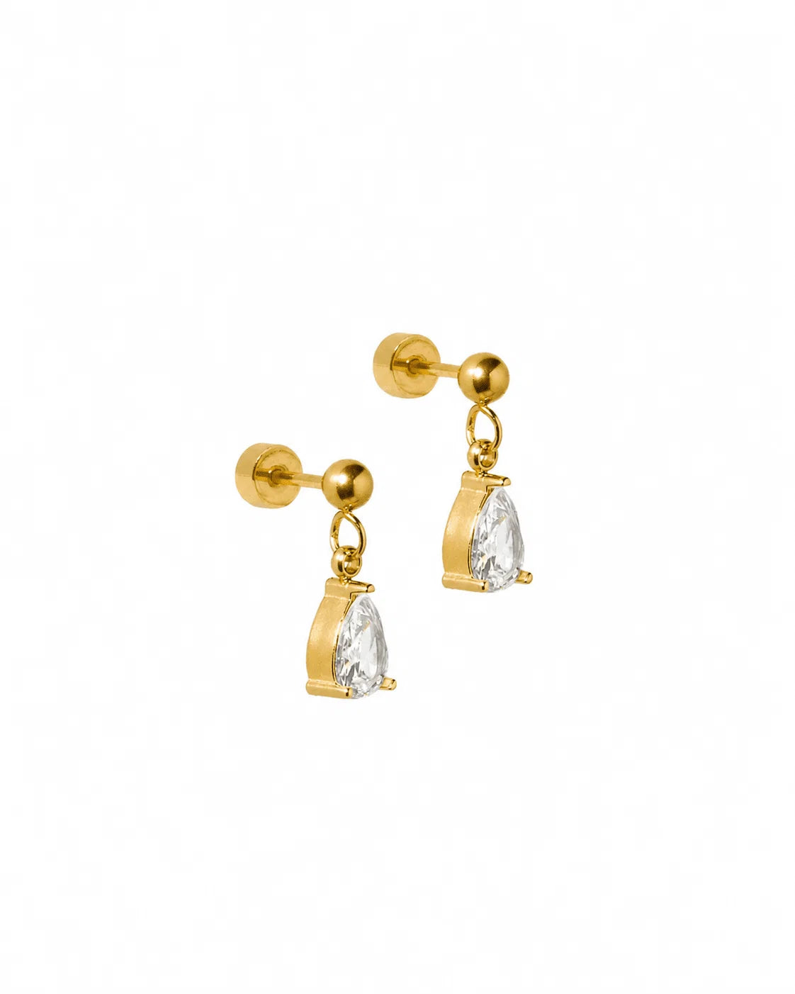 Linny Co Screwback Stud Earrings - Millie Teardrop CZ Gold