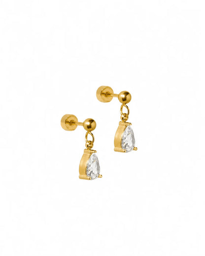 Linny Co Screwback Stud Earrings - Millie Teardrop CZ Gold