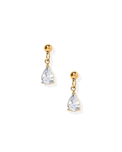 Linny Co Screwback Stud Earrings - Millie Teardrop CZ Gold