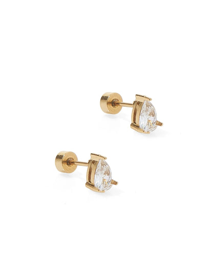 Linny Co Screwback Stud Earrings - Paige Pear Gold