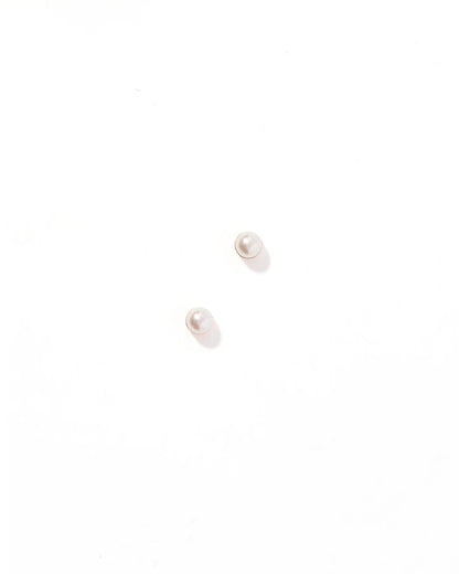 Linny Co Screwback Stud Earrings - Payton Pearl White 3mm