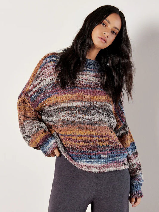 Mix Yarn Distressed Boho Sweater