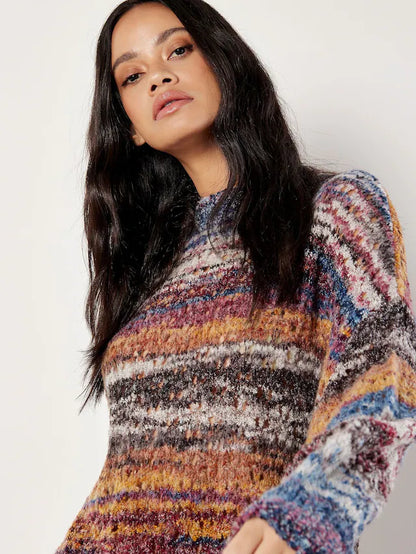 Mix Yarn Distressed Boho Sweater