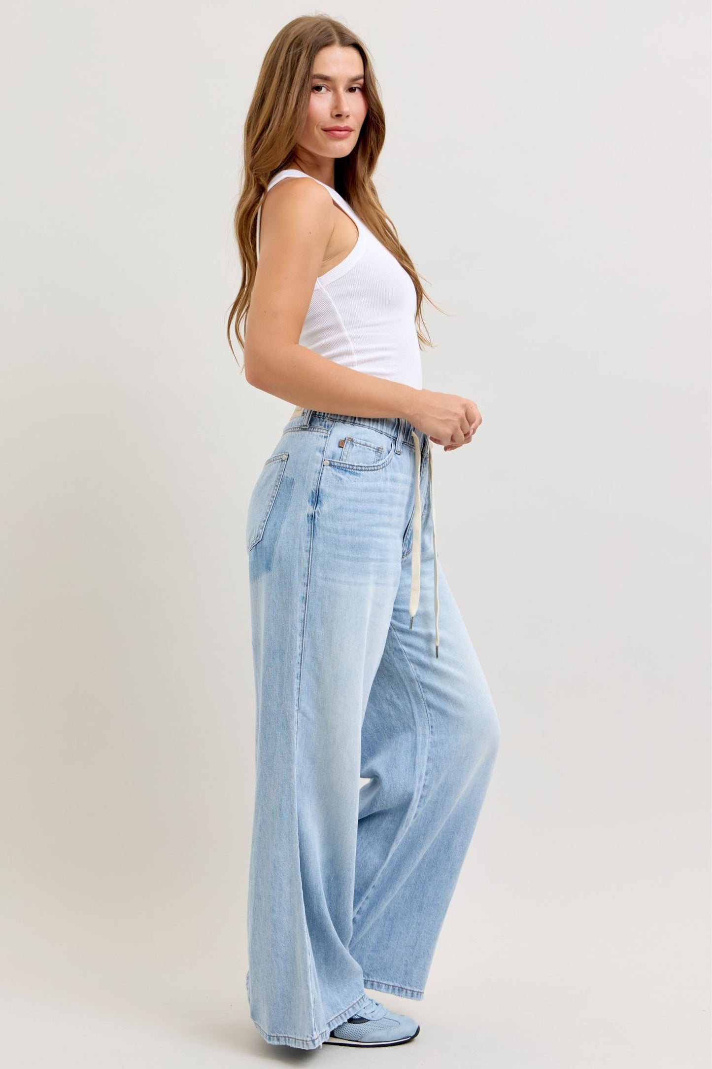 Judy Blue High Waist Featherweight Palazzo Elastic Waist Band Jeans