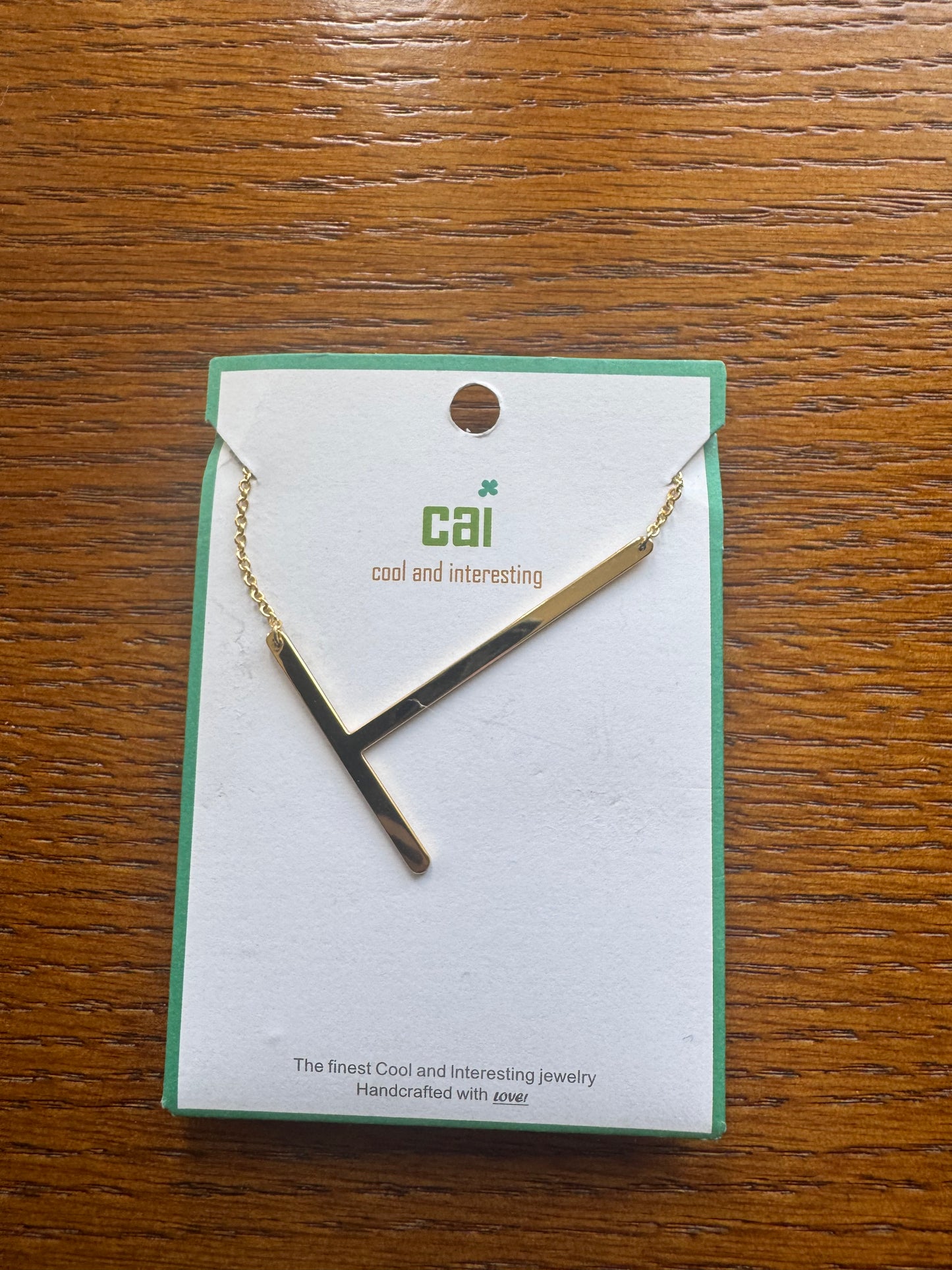 cai Sideways Large Initial Necklace - Letter T