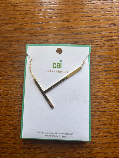 cai Sideways Large Initial Necklace - Letter T