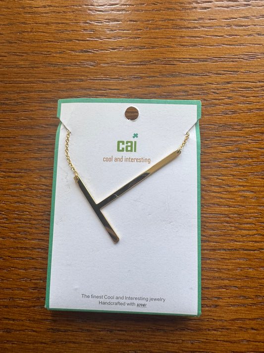 cai Sideways Large Initial Necklace - Letter T
